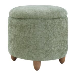 Lyra Storage Ottoman in Spring Green Fabric with Medium Oak Legs From OSP Home Furnishings