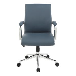 Mid Back Manager's Chair with Dillon Blue Antimicrobial Fabric and Chrome Base From Office Star