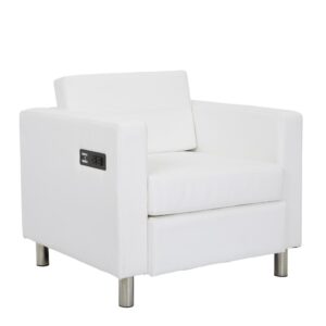 Atlantic chair with Single Charging Station in Dillon Snow Fabric K/D