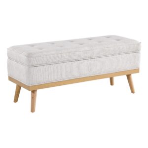 Katheryn Storage Bench in Linen Fabric with National Wood Legs From OSP Home Furnishings