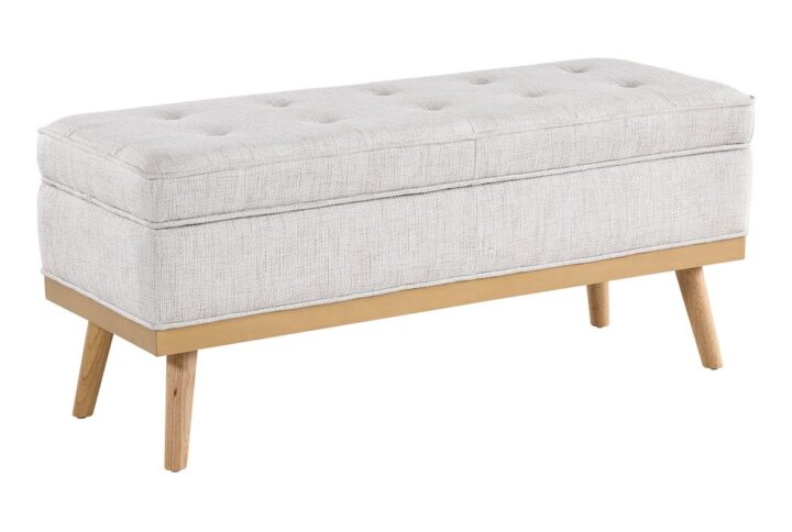 Katheryn Storage Bench in Linen Fabric with National Wood Legs From OSP Home Furnishings