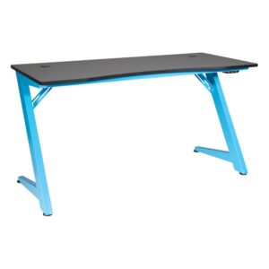 Beta Battlestation Gaming Desk with Black Carbon Top and Matte Blue Legs