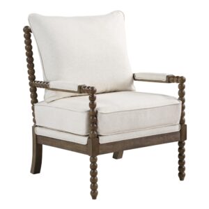 Fletcher Spindle Chair in Linen Fabric with Brush Charcoal Finish