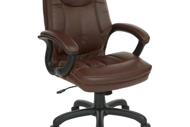 Executive Mid Back Chocolate Faux Leather Chair with Contrast Stitching