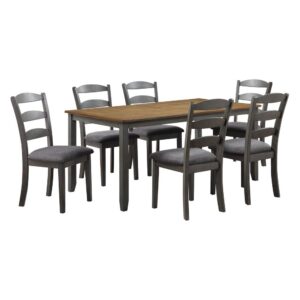 West Lake 66” 7-pc. Dining Table Set With Antique Finish Natural Top and Grey Base