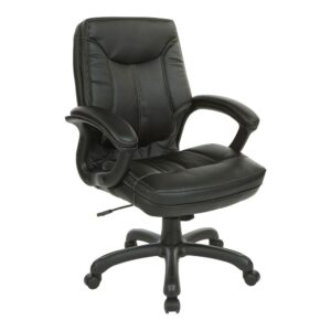 Executive Mid Back Black Faux Leather Chair with Contrast Stitching