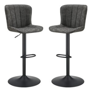 Kirkdale Adjustable Stool 2-Pack in Charcoal Faux Leather From Office Star