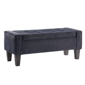 Baytown Storage Bench in Charcoal Fabric with Grey Washed Leg Finish