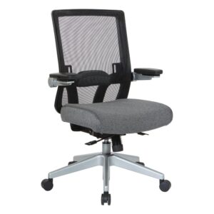 Manager's Chair with Breathable Mesh Back and Charcoal Fabric Seat with a Silver Base.