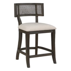 Lantana 26" Cane Back Counter Stool in Linen Fabric with Coastal Wash From Office Star