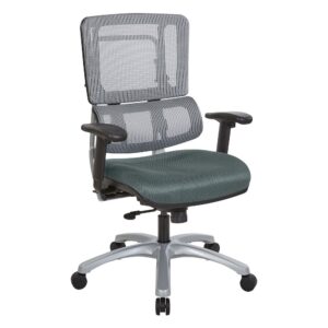 Vertical Grey Mesh Back Chair with Silver Base and Grey Mesh Seat