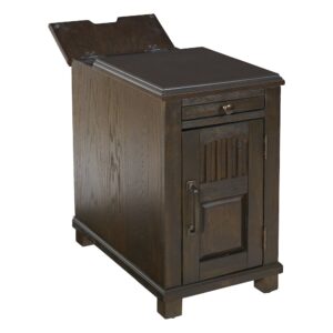 Fairbanks Chair Side Table in Walnut with 1 Power Socket plus USB/Jack From Office Star