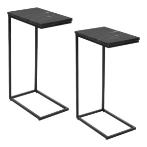 Solid Black Marble Top C-Table with Black Metal Base 2-Pack From OSP Home Furnishings