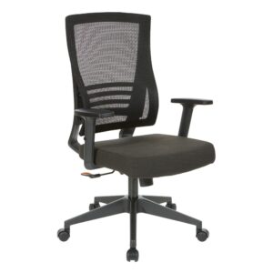 Vertical Mesh Back Chair in Black Frame with Black Linen Fabric Seat
