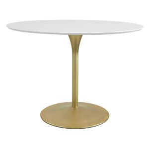 Flower Dining Table with White Top and Brass Base