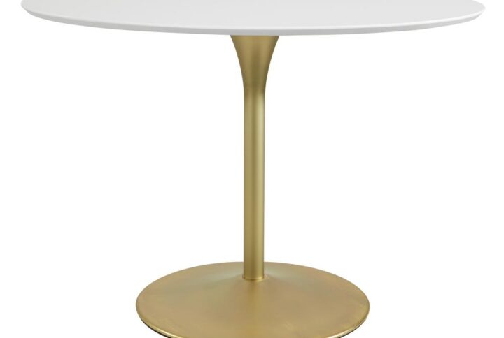 Flower Dining Table with White Top and Brass Base
