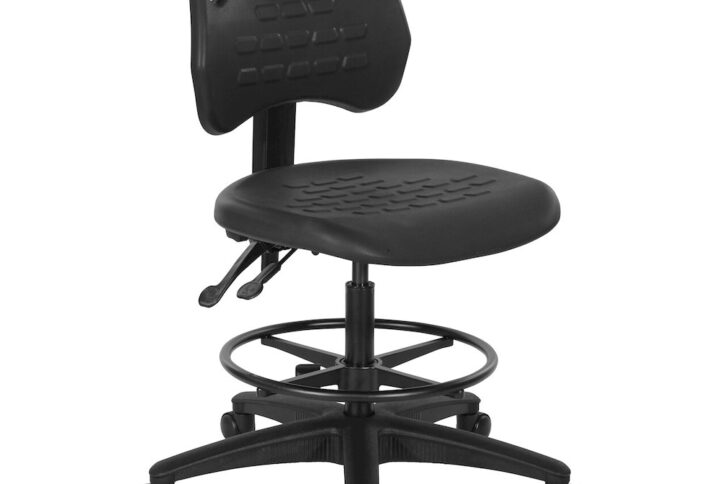 Black Self Skinned Urethane Intermediate Drafting Chair With Adjustable Black From Office Star