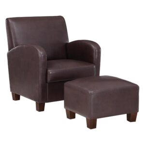 Aiden Chair & Ottoman Cocoa Faux Leather with Medium Espresso Legs