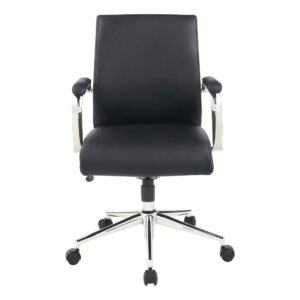 Mid Back Manager's Chair with Dillon Black Antimicrobial Fabric and Chrome Base From Office Star