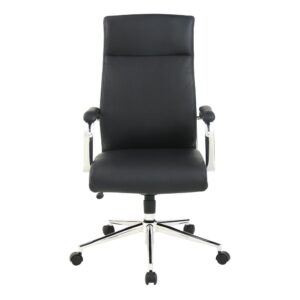High Back Manager's Chair with Dillon Black Antimicrobial Fabric and Chrome Base From Office Star