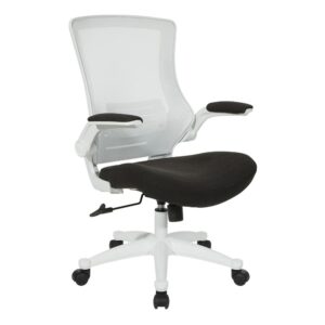 White Screen Back Manager's Chair in Linen Black Fabric
