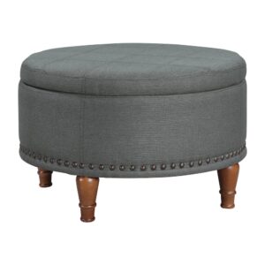 Alloway Storage Ottoman in Charcoal Fabric with Antique Bronze Nailheads From Office Star