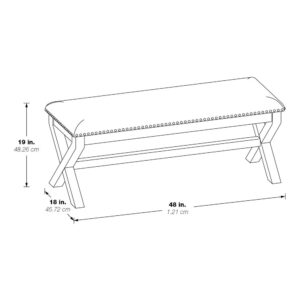 Monte Carlo Bench with Dark Walnut Base and Antique Bronze Nailhead Trim in Linen Fabric From Office Star
