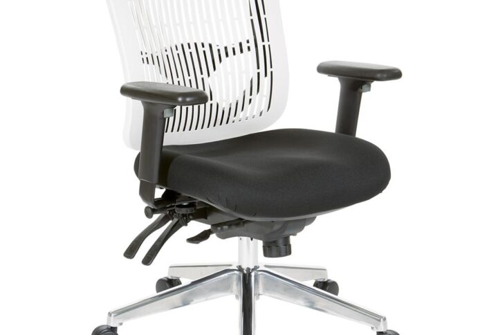 Contoured White Plastic Back Manager's Chair