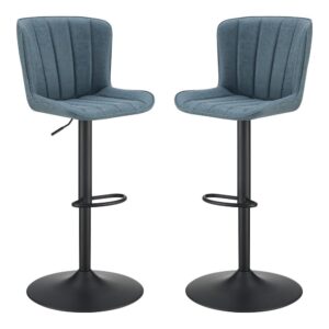 Kirkdale Adjustable Stool 2-Pack in Navy Faux Leather From Office Star