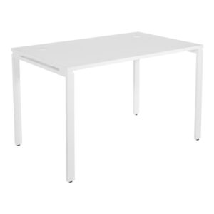 48" Writing Desk with White Laminate Top and White Finish Metal Legs
