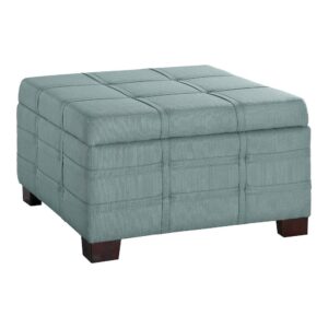 Detour Strap Square Storage Ottoman in Sea Blue Fabric From OSP Home Furnishings