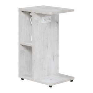 Gemma Accent C-Table With Power Ports in Rustic Grey Finish From OSP Home Furnishings