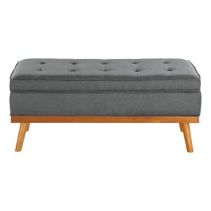 Katheryn Storage Bench in Charcoal Fabric with Spice Finish Legs From OSP Home Furnishings