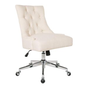Amelia Office Chair in Linen Fabric with Chrome Base