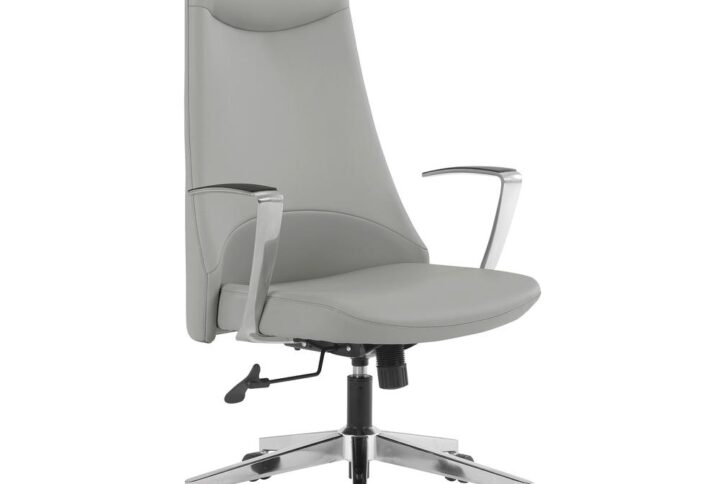 High Back Antimicrobial Fabric Chair with Fixed Padded Aluminum Arms and Chrome Base in Dillon Steel From Office Star