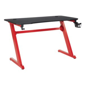 Ghost Battlestation Gaming Desk  in Matte Black Top and Red Legs