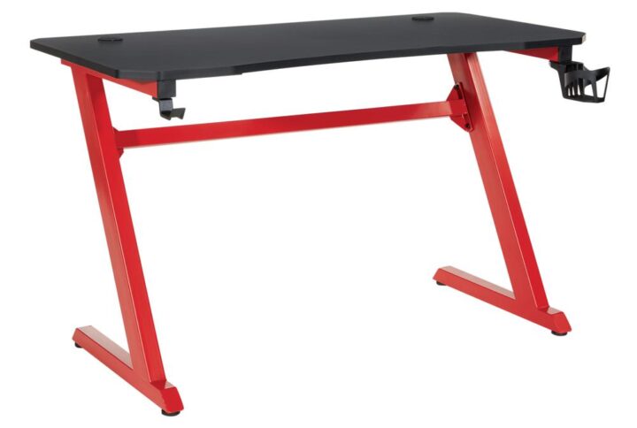 Ghost Battlestation Gaming Desk  in Matte Black Top and Red Legs