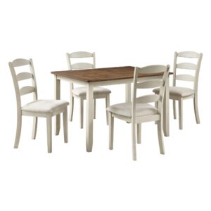 West Lake 47” 5-pc. Dining Table Set With Tobacco Finish Top and Cream Base
