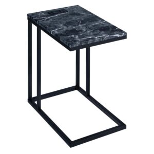 Norwich C-Table with Black Base and Black Marble Top Including Built in Power Port