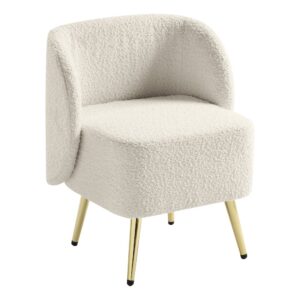 Abrina Vanity Chair in Textured Cream Fabric with Gold Legs From OSP Home Furnishings