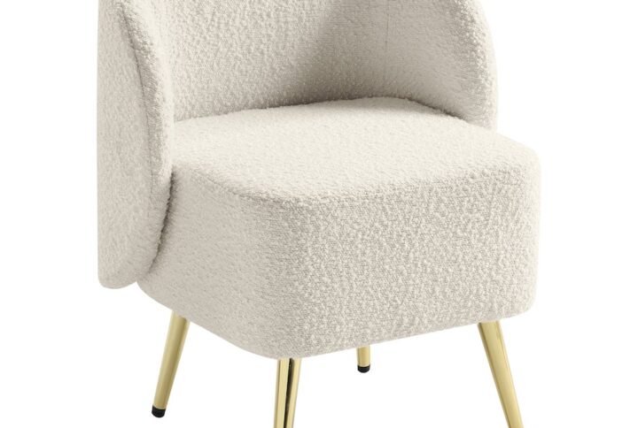 Abrina Vanity Chair in Textured Cream Fabric with Gold Legs From OSP Home Furnishings