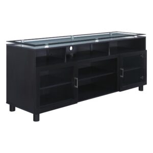 Statler 72" TV Stand with Tempered Glass and Black Finish
