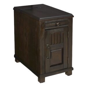 Fairbanks Chair Side Table in Walnut with 1 Power Socket plus USB/Jack From Office Star