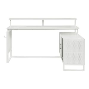 Ace 60"x 50" L-Shape Desk in White Top and White Frame From Office Star