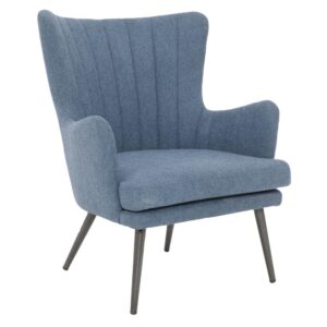 Jenson Accent Chair wih Blue Fabric and Grey Legs