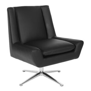 Guest Chair in Black Faux Leather and Aluminum Base