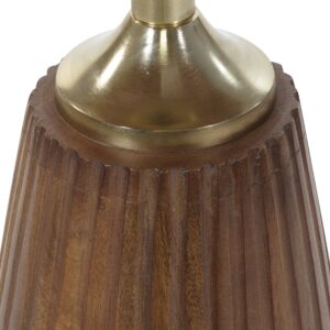 Round Side Table in Golden Honey Wood Top with Metal Base From OSP Home Furnishings