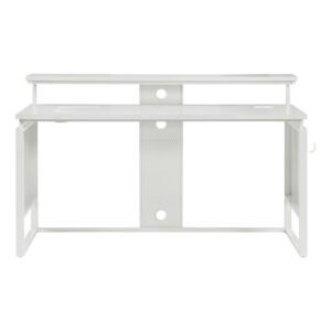 Ace 60" Desk with Hutch in White Top and White Frame From Office Star