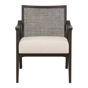 Lantana Cane Back Arm Chair in Linen Fabric with Coastal Wash From Office Star