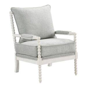 Kaylee Spindle Chair in Smoke Fabric with White Frame
